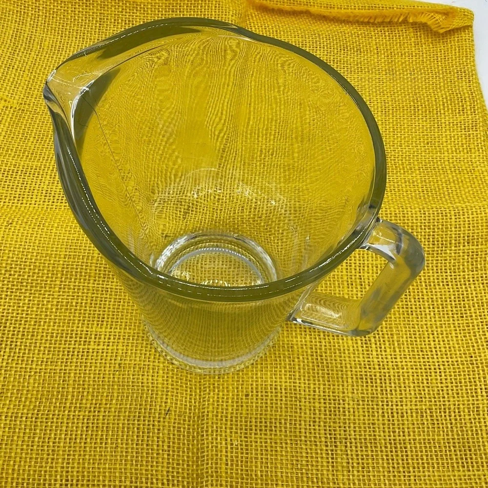 Vintage Glass Pitcher Clear Heavy Tapered Water Juice Carafe Serving MCM